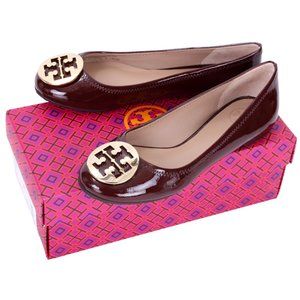 Tory Burch Burgundy patent Leather Chelsea Ballet Flats Size 8.5 NEW